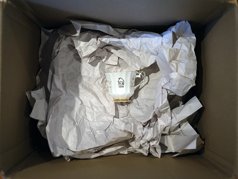 Teacup in packing box, Conn. 2017