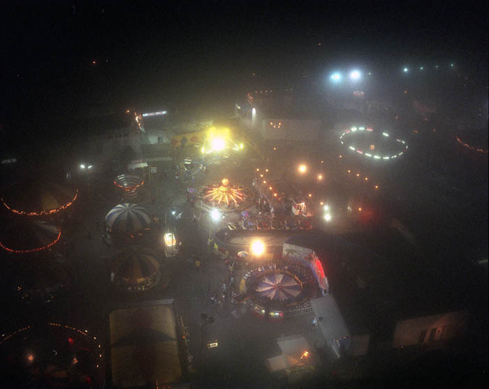 Misty night view of Astroland, Coney Island, 2003