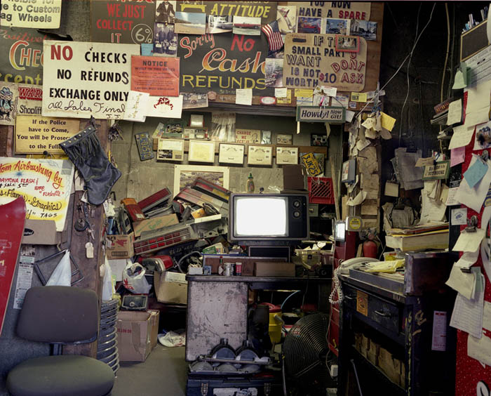 Junkyard office with TV, Trainer, Penna. 2001