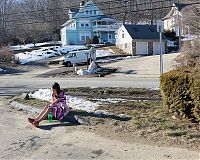 Girl waiting on the curb, CT 2017